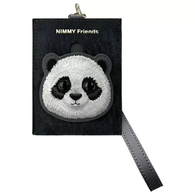 Nimmy 3-in-1 Set: Handytasche + Geldbörse + Tracker-Hülle, Schwarz, Big Eyed Pet 2.0 Panda
