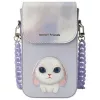 Nimmy 3-in-1 Handytasche, Geldbörse & Locator-Etui Set - Lila Big Eyed Pet 2.0 Rabbit