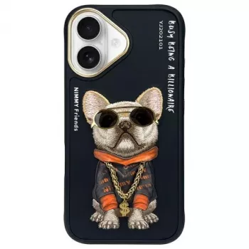 Nimmy Case für iPhone 16 6.1 Schwarz Glasses Cool Dog