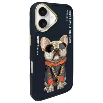 Nimmy Case für iPhone 16 6.1 Schwarz Glasses Cool Dog