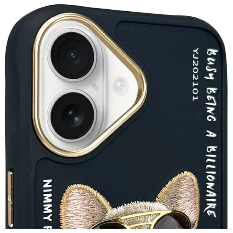 Nimmy Case für iPhone 16 6.1 Schwarz Glasses Cool Dog