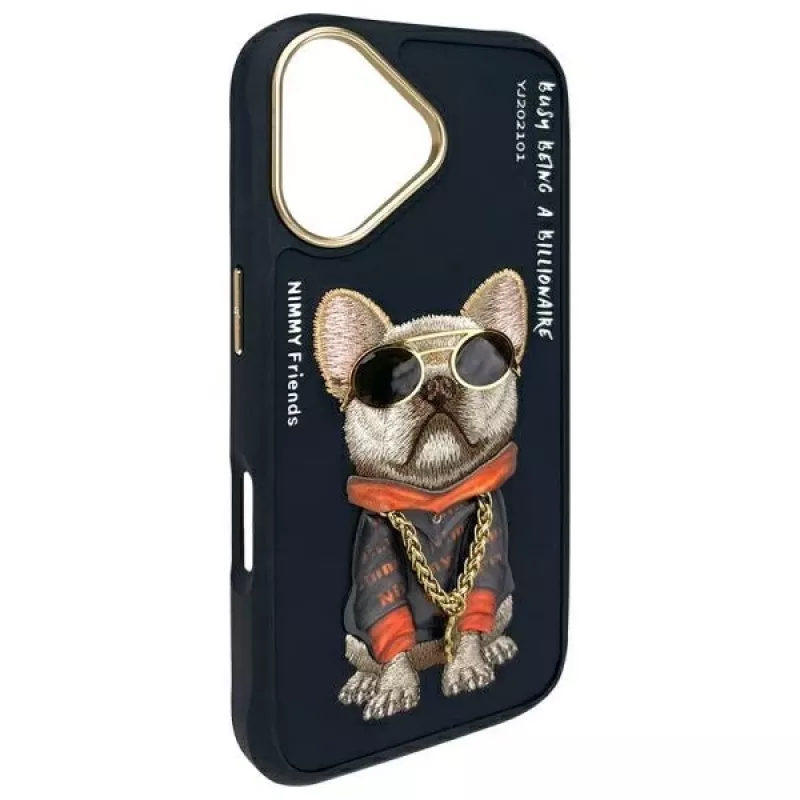 Nimmy Case für iPhone 16 6.1 Schwarz Glasses Cool Dog