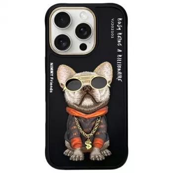 Nimmy Case für iPhone 16 Pro Max 6,9 inch Schwarz Glasses Cool Dog