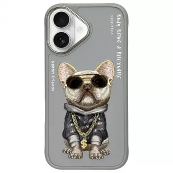 Nimmy Schutzhülle für Apple iPhone 16 6,1 inch Grau Glasses Cool Dog