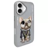 Nimmy Schutzhülle für Apple iPhone 16 6,1 inch Grau Glasses Cool Dog