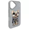 Nimmy Schutzhülle für Apple iPhone 16 6,1 inch Grau Glasses Cool Dog