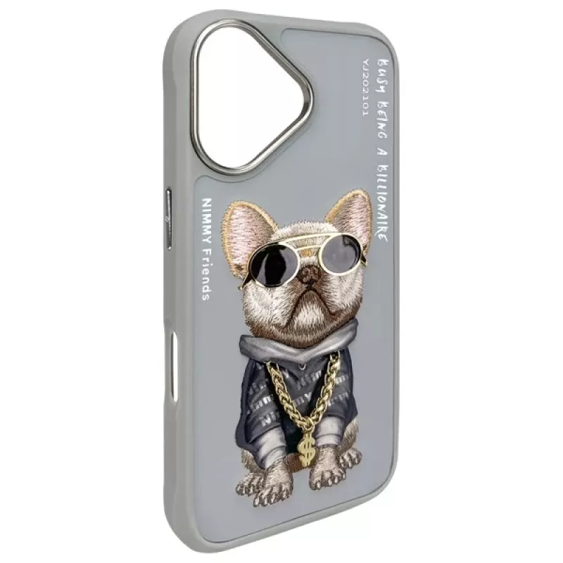 Nimmy Schutzhülle für Apple iPhone 16 6,1 inch Grau Glasses Cool Dog
