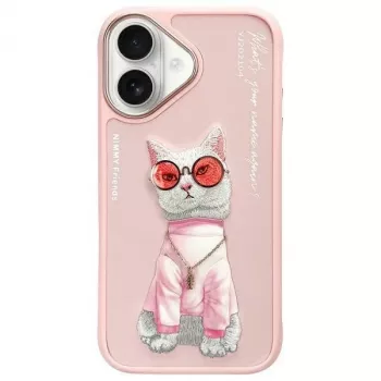 Nimmy Case für Apple iPhone 16 6,1 inch Pink Glasses Cool Cat