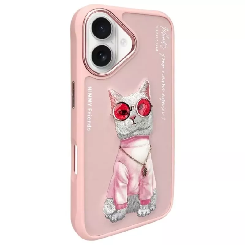 Nimmy Case für Apple iPhone 16 6,1 inch Pink Glasses Cool Cat