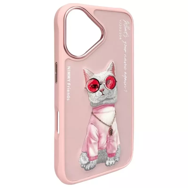 Nimmy Case für Apple iPhone 16 6,1 inch Pink Glasses Cool Cat