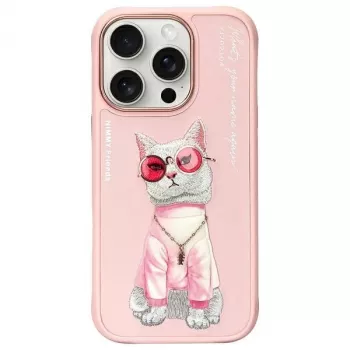 Nimmy Glasses Cool Cat Back Cover Case für Apple iPhone 16 Pro Max 6,9 inch Pink
