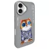 Nimmy Case für iPhone 16 6,1 inch Grau Glasses Cool Cat