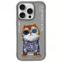 Nimmy Schutzhülle für Apple iPhone 16 Pro 6,3 inch Grau Glasses Cool Cat