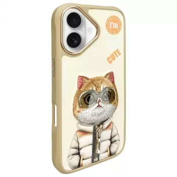 Nimmy Case für iPhone 16 6,1 inch Khaki Cool&Cute 2.0 Cat