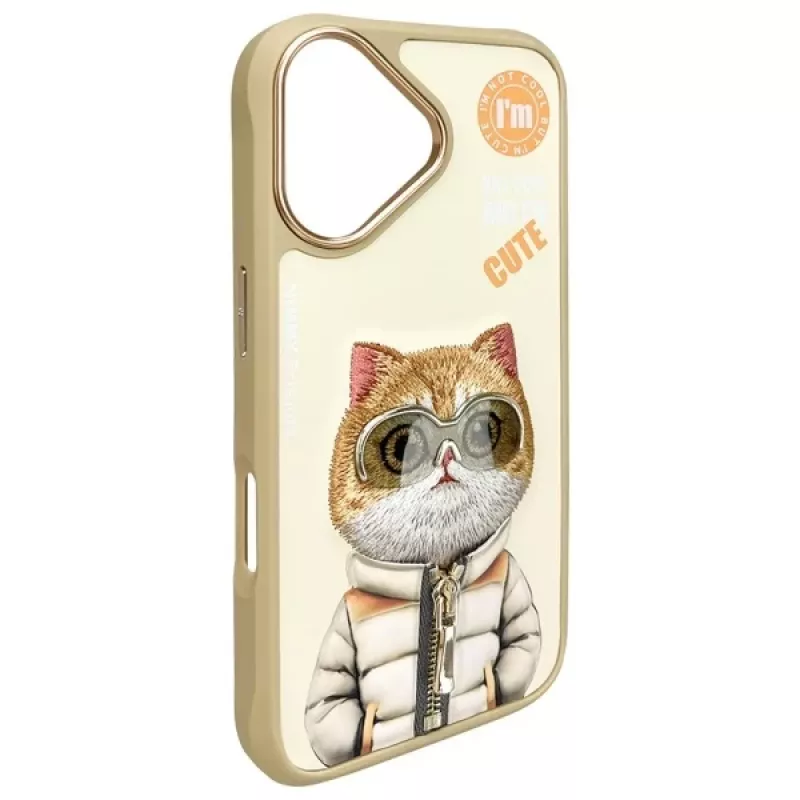 Nimmy Case für iPhone 16 6,1 inch Khaki Cool&Cute 2.0 Cat