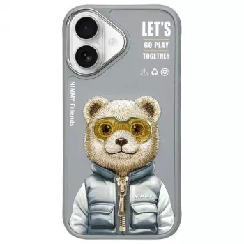 Nimmy Cool&Cute 2.0 Bear Case für Apple iPhone 16 6,1 inch Grau