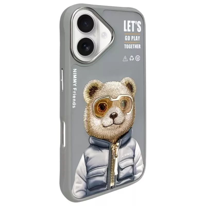 Nimmy Cool&Cute 2.0 Bear Case für Apple iPhone 16 6,1 inch Grau