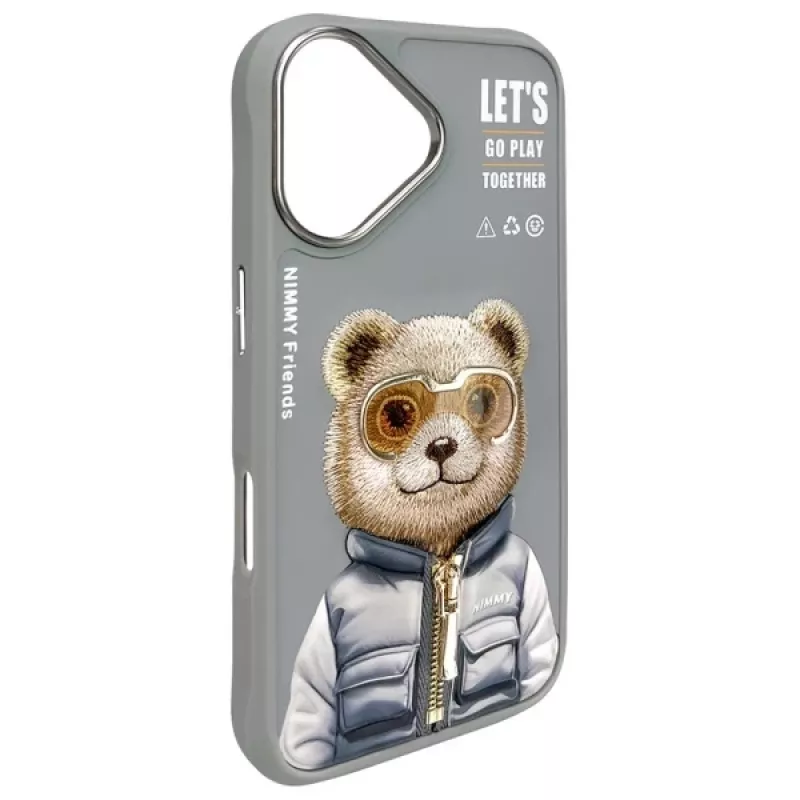 Nimmy Cool&Cute 2.0 Bear Case für Apple iPhone 16 6,1 inch Grau