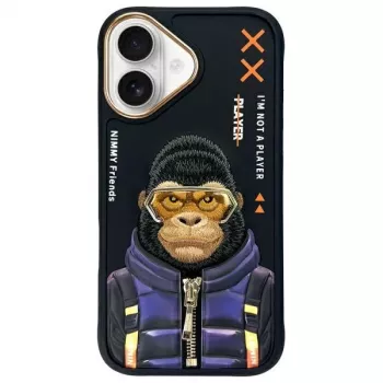 Nimmy Cool&Cute 2.0 Monkey Back Cover für Apple iPhone 16 6,1 inch - Schwarz