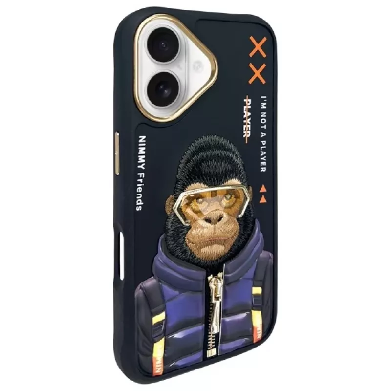 Nimmy Cool&Cute 2.0 Monkey Back Cover für Apple iPhone 16 6,1 inch - Schwarz