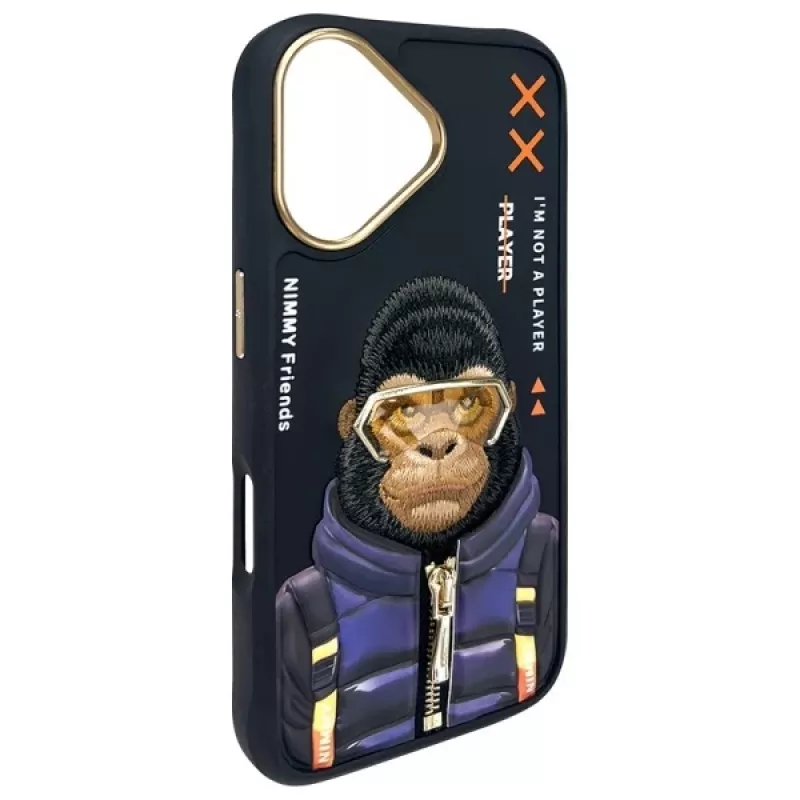 Nimmy Cool&Cute 2.0 Monkey Back Cover für Apple iPhone 16 6,1 inch - Schwarz