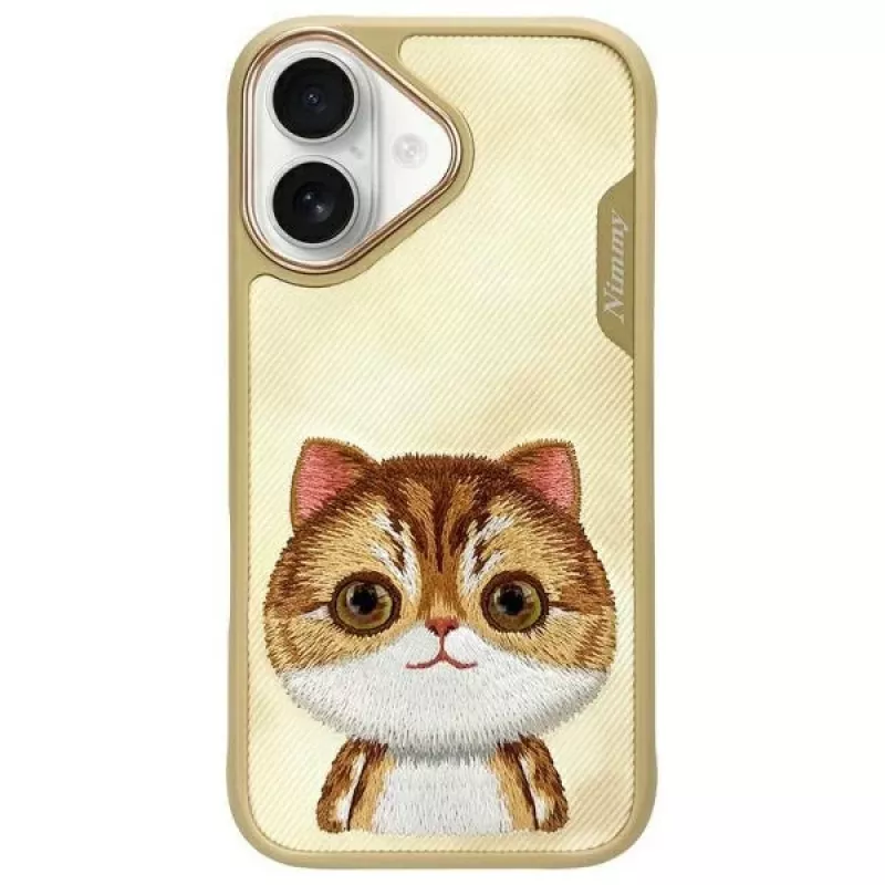 Nimmy Big Eyed Pet 2.0 Cat Case für Apple iPhone 16 6,1 inch Khaki