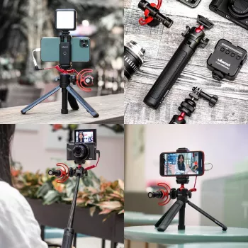 ULANZI MT-16 Mini-Stativ Selfie-Stick mit Kugelkopf und Kaltgeräteschuh, Schwarz