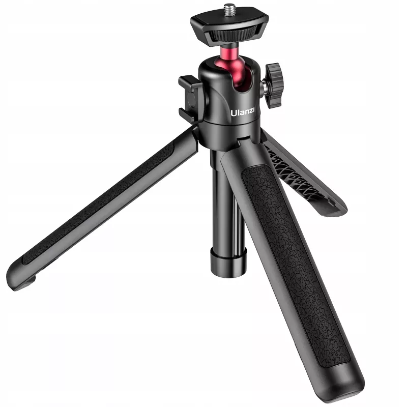 ULANZI MT-16 Mini-Stativ Selfie-Stick mit Kugelkopf und Kaltgeräteschuh, Schwarz