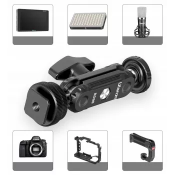 Ulanzi R098 Magic Arm Doppelkugelkopf Gelenkarm mit 1/4 inch Schraube und Kaltgeräteschuh, Schwarz