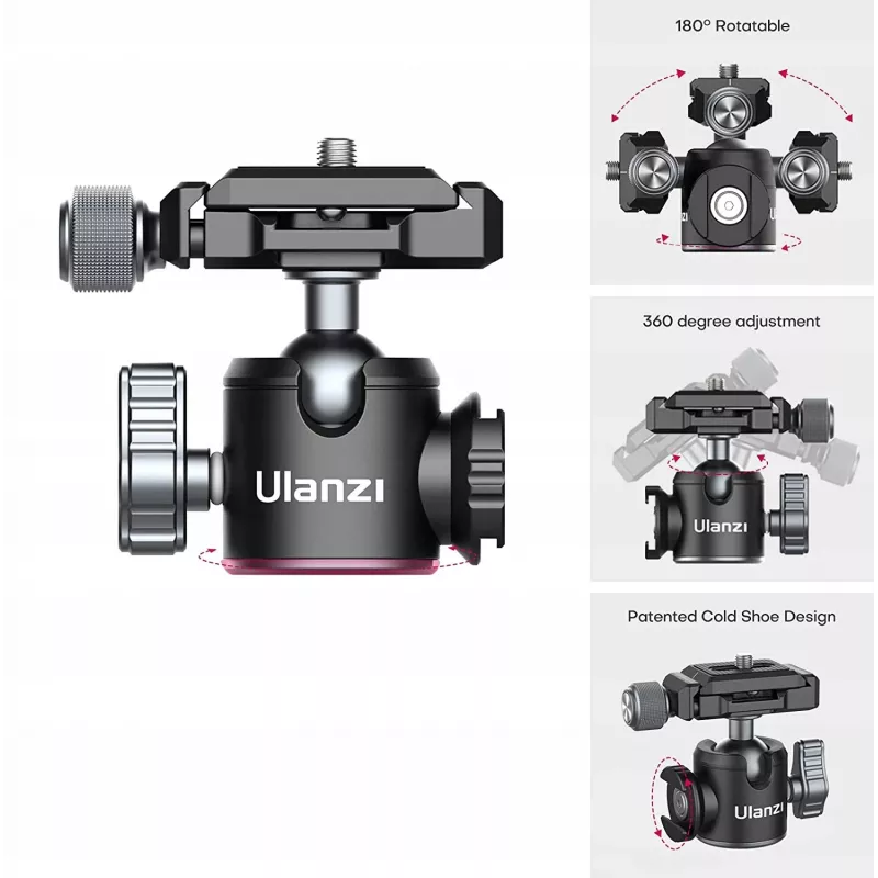 Ulanzi MT-24 Metal Stopka ISO Stativ mit 3D-Neigekopf - Schwarz