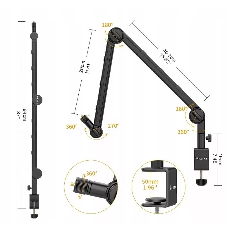 Ulanzi LS25 Tisch-C-Klemme Studiohalterung für Kamera, Mikrofon, LED-Licht, Schwarz