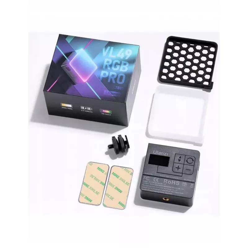 Ulanzi VL49 RGB Pro LED Video Light 60 LEDs 2500mAh mit Magnetbefestigung und Wabengitter