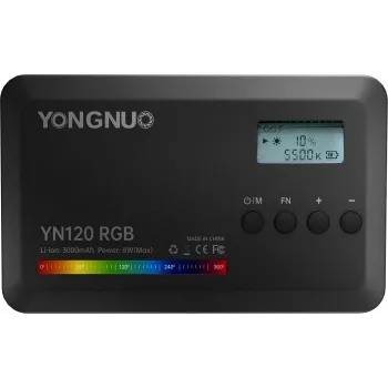 Yongnuo YN120 RGB LED Videoleuchte, Bi-Color 2500K-9900K, 12W, eingebauter Akku, USB-C