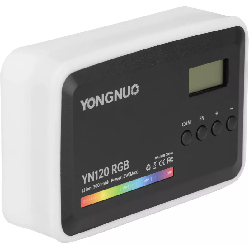 Yongnuo YN120 RGB LED Videoleuchte, Bi-Color 2500K-9900K, 12W, eingebauter Akku, USB-C