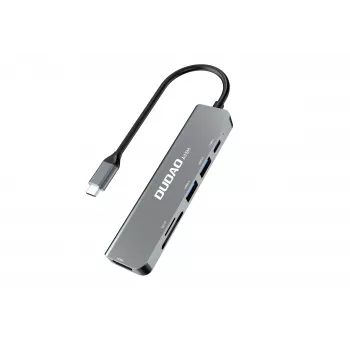 DUDAO A15H 6-in-1 USB-C Hub Docking Station mit HDMI, USB 3.0, USB 2.0, SD/TF-Kartenleser, PD 100W - Space Gray