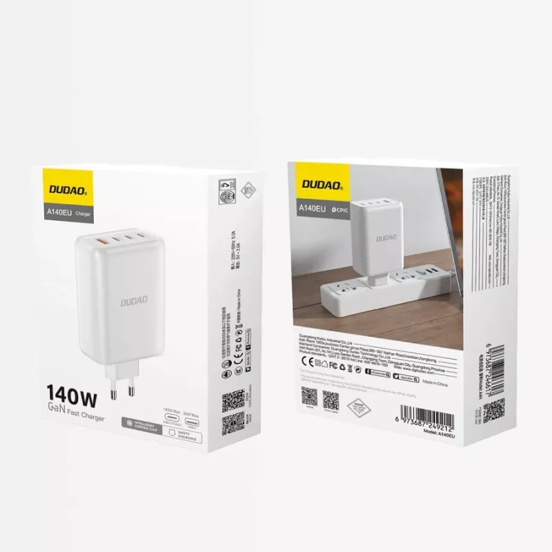 Dudao A140 140W GaN USB-C Charger 3xUSB-C 1xUSB-A Black