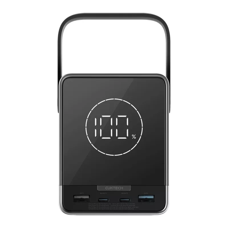 CUKTECH 300W 40000 mAh Power Bank mit kabellosem Laden 2x USB-C + 2x USB-A Schwarz