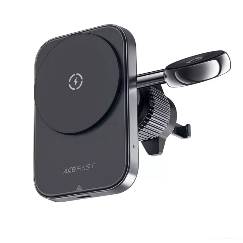 Acefast D18 Car Mount mit MagSafe / Qi Wireless Charger + USB-A auf USB-C Kabel - Schwarz