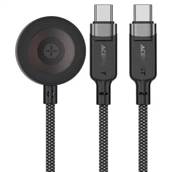 ACEFAST C6-11 3-in-1 USB-C auf 2x USB-C & Qi Wireless Ladekabel, 100W, 1,2m, Schwarz