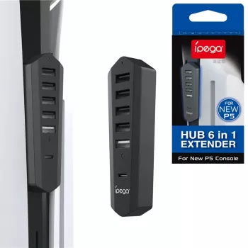 IPEGA USB/USB-C Hub für PS5 Slim Schwarz