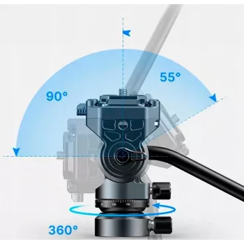 Ulanzi F38 Fluid-Videokopf 360° Panorama-Öldämpfung Stativkopf mit Arca-Swiss Schnellspannplatte, 3 kg Tragfähigkeit, Aluminiumlegierung, Schwarz