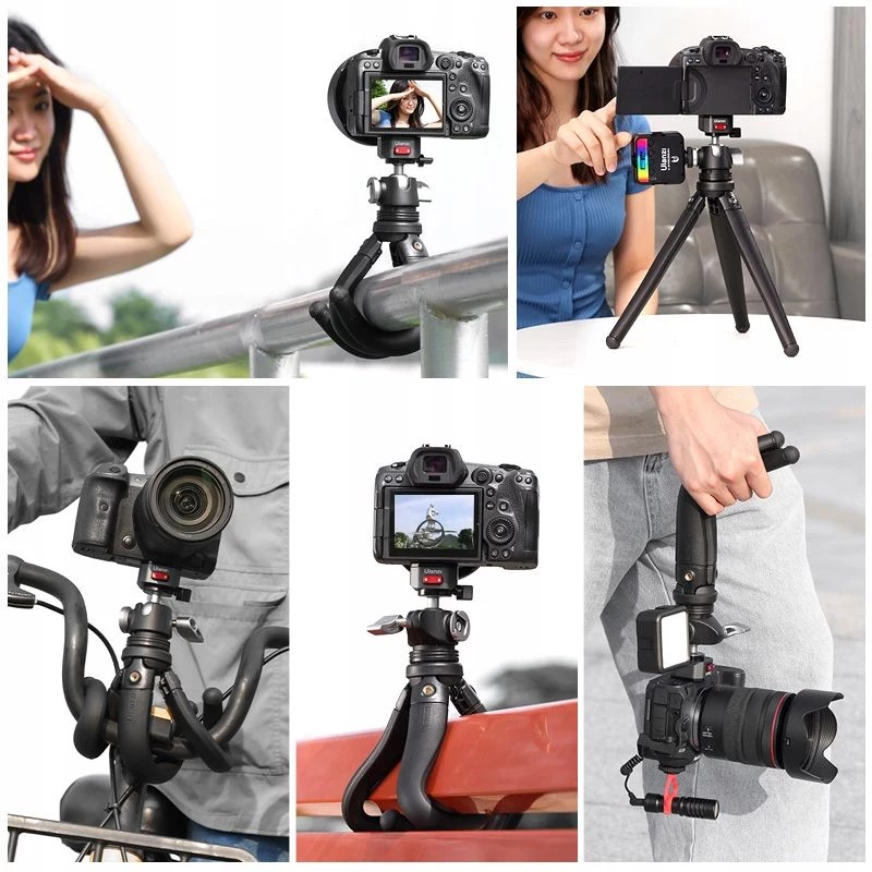 Ulanzi Claw Flexible Tripod Pro mit Kaltgeräteschuh und 3x 1/4 inch-Schrauben für Kamera, Smartphone, Action Cam