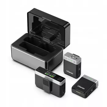 Ulanzi AM-18 Kabelloses Lavalier-Mikrofonsystem (2 Sender, 1 Empfänger) mit 8GB Speicher, 100m Reichweite, 2.4GHz