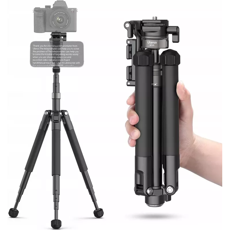 Ulanzi MT-63 Professionelles Stativ + Einbeinstativ 145 cm Vlog mit Handyhalter und Teleprompter