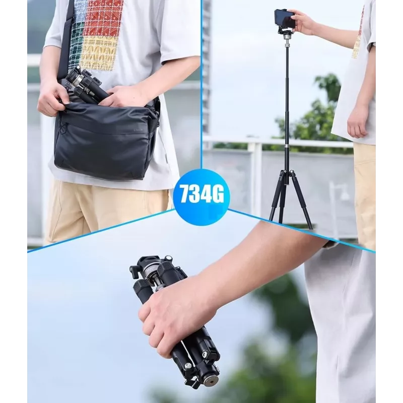 Ulanzi MT-63 Professionelles Stativ + Einbeinstativ 145 cm Vlog mit Handyhalter und Teleprompter