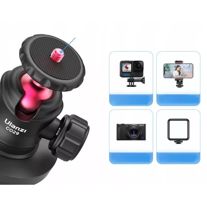 Ulanzi C029 Magnetic Suction Cup Mount with 3D Ball Head for GoPro, DJI, Insta360, SJCAM, Xiaomi