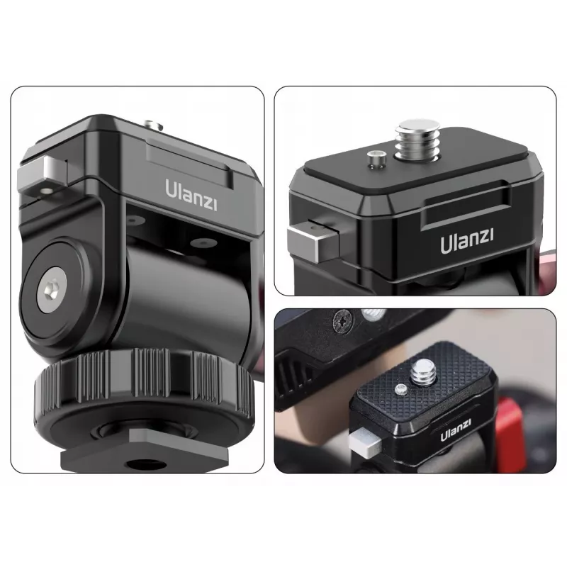 ULANZI Quick CO01 3D 360° Monitorhalterung mit 1/4 inch-Schraube, Schwarz