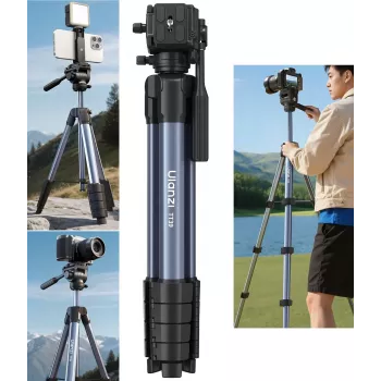 ULANZI TT39 155cm Aluminium-Stativ mit Handyhalter für DSLR, spiegellose Kameras, Smartphone