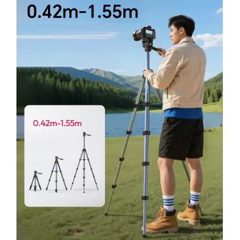 ULANZI TT39 155cm Aluminium-Stativ mit Handyhalter für DSLR, spiegellose Kameras, Smartphone
