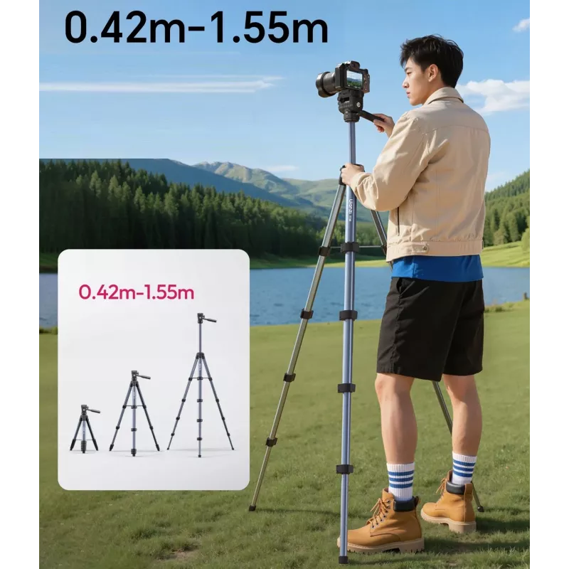 ULANZI TT39 155cm Aluminium-Stativ mit Handyhalter für DSLR, spiegellose Kameras, Smartphone